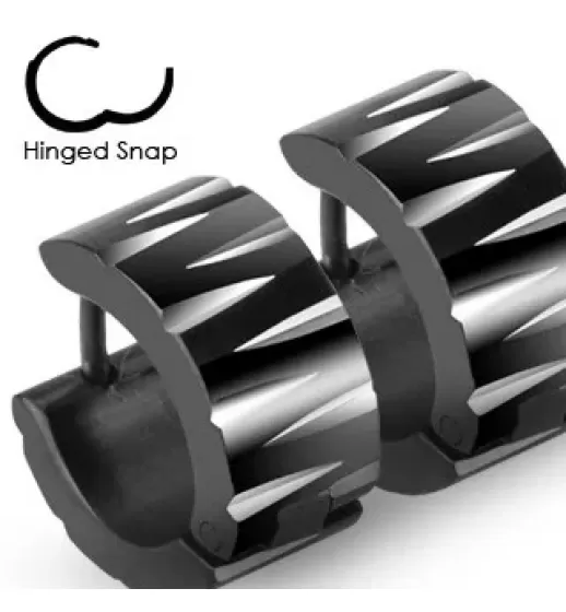 Черные серьги-кольца Spikes SE2124 из стали