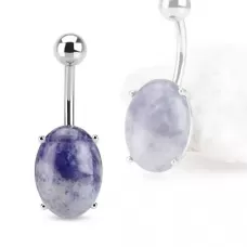 Пирсинг пупка банан PiercedFish NS77-08 с овальным содалитом