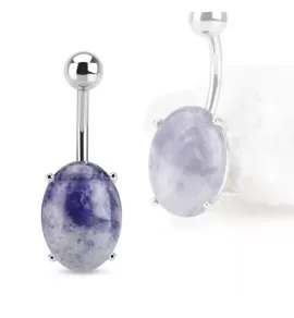 Пирсинг пупка банан PiercedFish NS77-08 с овальным содалитом