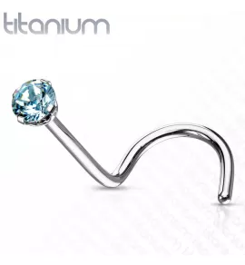 Титановая серьга для пирсинга носа (нострил) Pirslab T23NO4-Q с фианитом