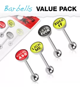 Набор из 4 штанг для пирсинга языка PiercedFish VB-017