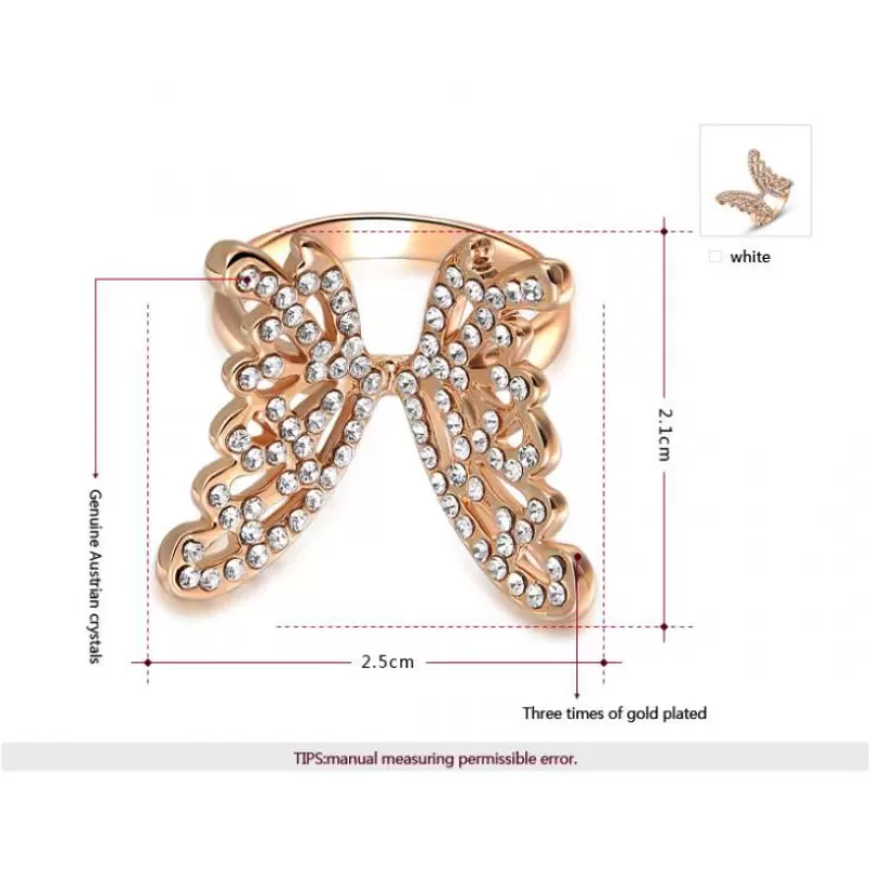 Кольцо ROZI RG-13560 в форме бабочки с фианитами