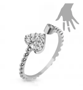 Безразмерное кольцо TATIC R-A036-ST с сердечком и фианитами