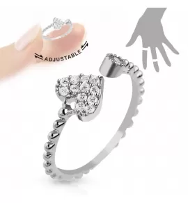 Безразмерное кольцо TATIC R-A036-ST с сердечком и фианитами