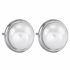 Серьги-гвоздики из стали Everiot AAB-348ESS классические с жемчужной бусиной