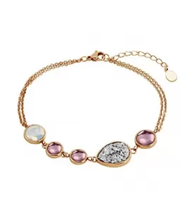 Браслет-цепочка из стали Everiot AAB-476BSS-ST с лунным камнем и друзой