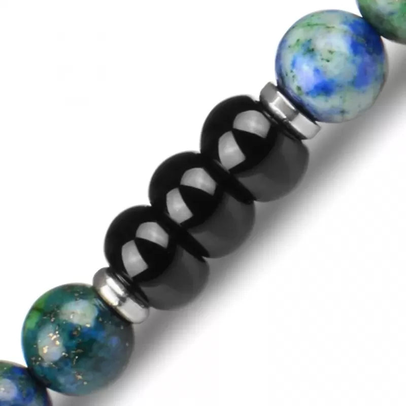 Браслет ручной работы на резинке Everiot Select LNS-2027 из агата и лазурита