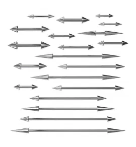 Штанга с шипами из стали для пирсинга хряща уха (хеликс, индастриал), брови, сосков PiercedFish BS02 (от 6 до 38 мм)