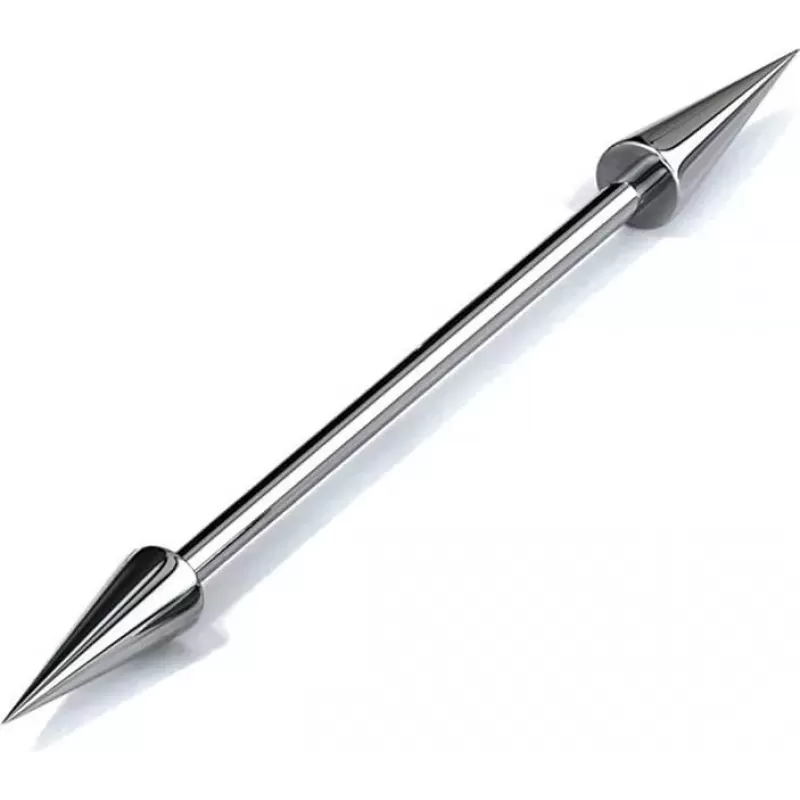 Штанга с шипами из стали для пирсинга хряща уха (хеликс, индастриал), брови, сосков PiercedFish BS02 (от 6 до 38 мм)