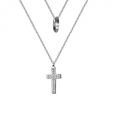 Колье из цепочки Everiot SN-XP-2039 стальное с крестом и фианитами