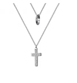Колье из цепочки Everiot SN-XP-2039 стальное с крестом и фианитами