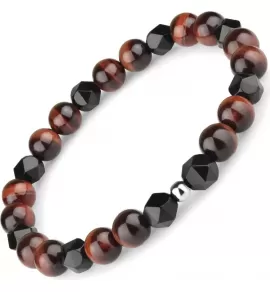 Набор из двух мужских браслетов Everiot Select LNS-7009 из агата, камня бычий глаз и кожи