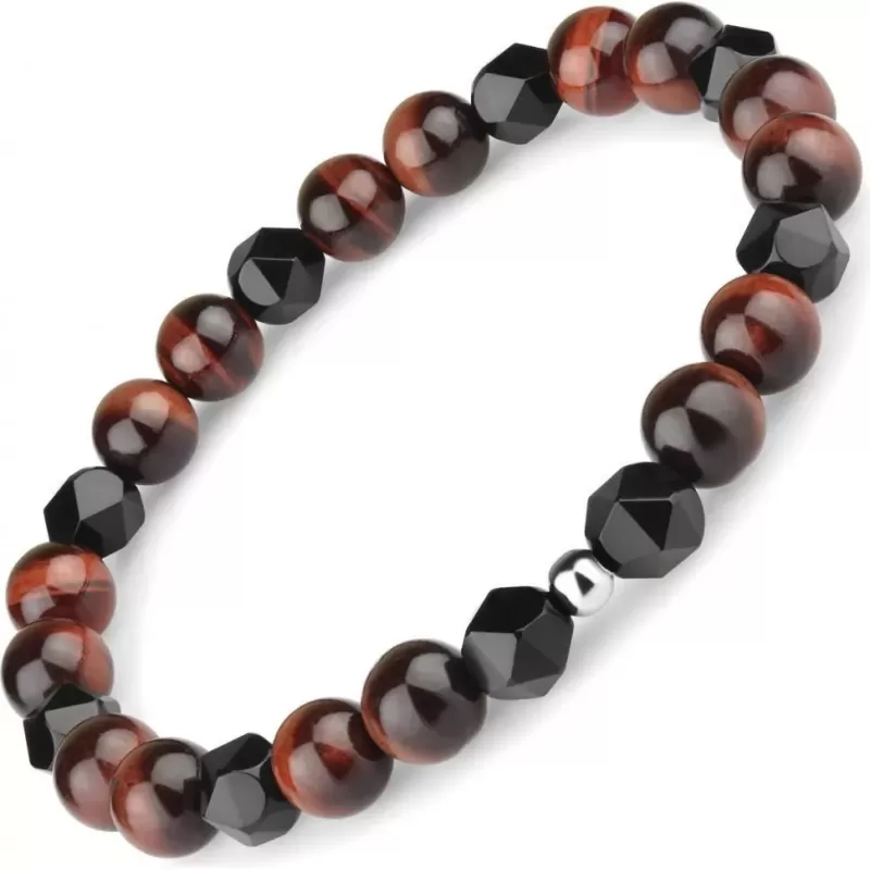 Набор из двух мужских браслетов Everiot Select LNS-7009 из агата, камня бычий глаз и кожи