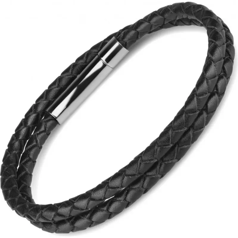 Набор из двух мужских браслетов Everiot Select LNS-7009 из агата, камня бычий глаз и кожи