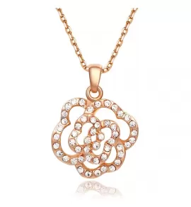 Кулон ROZI PD-15580 роза с белыми кристаллами