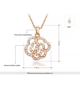 Кулон ROZI PD-15580 роза с белыми кристаллами