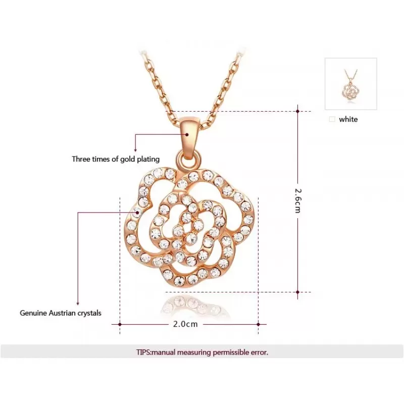 Кулон ROZI PD-15580 роза с белыми кристаллами