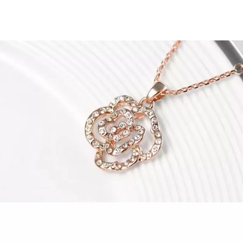 Кулон ROZI PD-15580 роза с белыми кристаллами