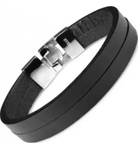 Черный кожаный браслет мужской Everiot BC-MJ-1626 в классическом стиле