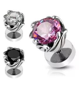 Серьга PiercedFish PSFX-21 с фианитом (имитация плага)