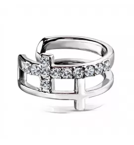 Серьга-обманка (имитация пирсинга хряща уха) с фианитами TATIC EC19424 каффа, клипса на хеликс