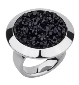 Кольцо из стали Everiot AAB-777RSSB с черной друзой