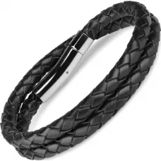 Мужской плетеный кожаный браслет Everiot Select LNS-5004 в два оборота