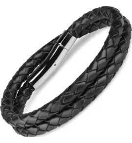 Мужской плетеный кожаный браслет Everiot Select LNS-5004 в два оборота