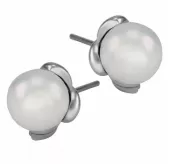 Серьги-гвоздики из стали Everiot AAB-338ESS-ST Жемчужная лилия