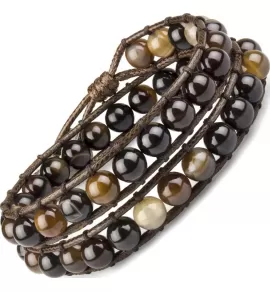 Плетеный браслет-намотка Everiot Select LNS-2028 из натурального агата