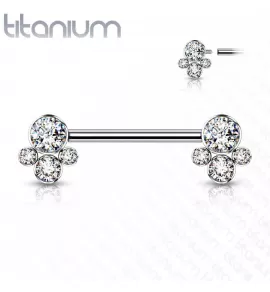 Штанга для пирсинга сосков из титана Pirslab TIK03-C с фианитами