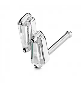 Серьга-гвоздик (нострил) для пирсинга крыла носа PiercedFish NOB-48 с фианитами