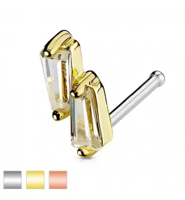 Серьга-гвоздик (нострил) для пирсинга крыла носа PiercedFish NOB-48 с фианитами