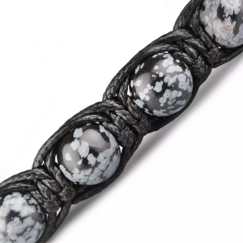 Браслет Шамбала из обсидиана, стальных бусин с крестами Everiot Select LNS-2151