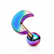 Микроштанга 1,2 мм из стали для пирсинга уха PiercedFish JA09-W с полумесяцем