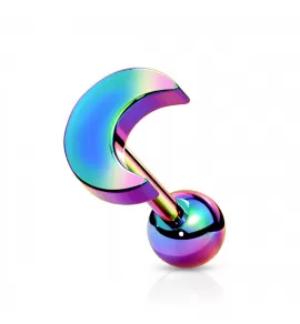 Микроштанга 1,2 мм из стали для пирсинга уха PiercedFish JA09-W с полумесяцем