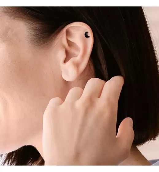 Микроштанга 1,2 мм из стали для пирсинга уха PiercedFish JA09-W с полумесяцем