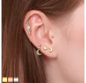Микроштанга 1,2 мм из стали для пирсинга уха PiercedFish JA09-W с полумесяцем