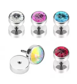 Серьга PiercedFish PSFX-22 с кристаллом (имитация плага)