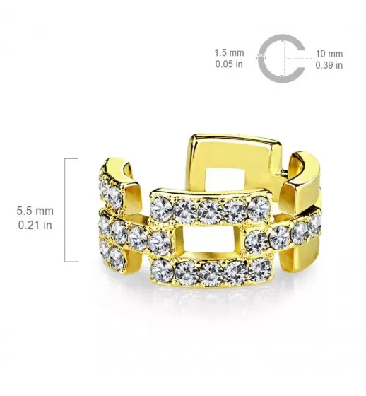 Серьга клипса на хеликс (кафф, обманка) с фианитами TATIC EC19425 имитация пирсинга хряща уха