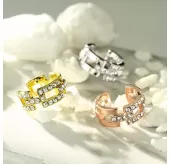 Серьга клипса на хеликс (кафф, обманка) с фианитами TATIC EC19425 имитация пирсинга хряща уха