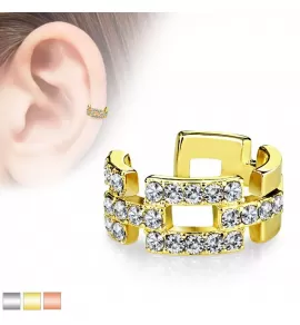 Серьга клипса на хеликс (кафф, обманка) с фианитами TATIC EC19425 имитация пирсинга хряща уха