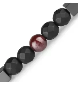 Браслет Everiot Select из гематита и камня бычий глаз LNS-0293 на резинке