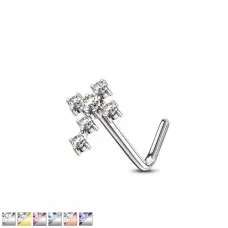 Серьга-гвоздик (нострил) для пирсинга крыла носа PiercedFish NOL-620 с фианитами в форме креста