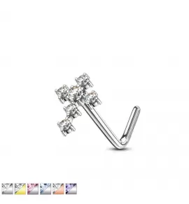 Серьга-гвоздик (нострил) для пирсинга крыла носа PiercedFish NOL-620 с фианитами в форме креста