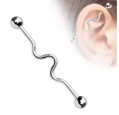 Штанга для пирсинга индастриал из стали изогнутая PiercedFish BSP8