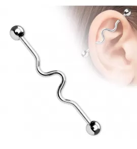 Штанга для пирсинга индастриал из стали изогнутая PiercedFish BSP8