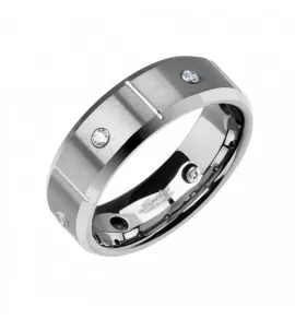 Мужское кольцо из карбида вольфрама Spikes R-TU-141 с фианитами