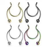 Септум обманка (серьга циркуляр, клипса в нос, для сосков) из стали PiercedFish CLP01-ST имитация пирсинг подковы
