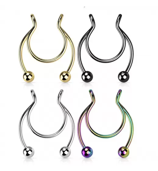Септум обманка (серьга циркуляр, клипса в нос, для сосков) из стали PiercedFish CLP01-ST имитация пирсинг подковы